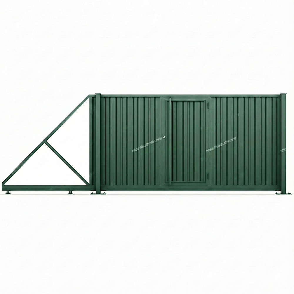 Відкатні ворота з профнастилу з хвірткою всередині Луцьк ціна купити