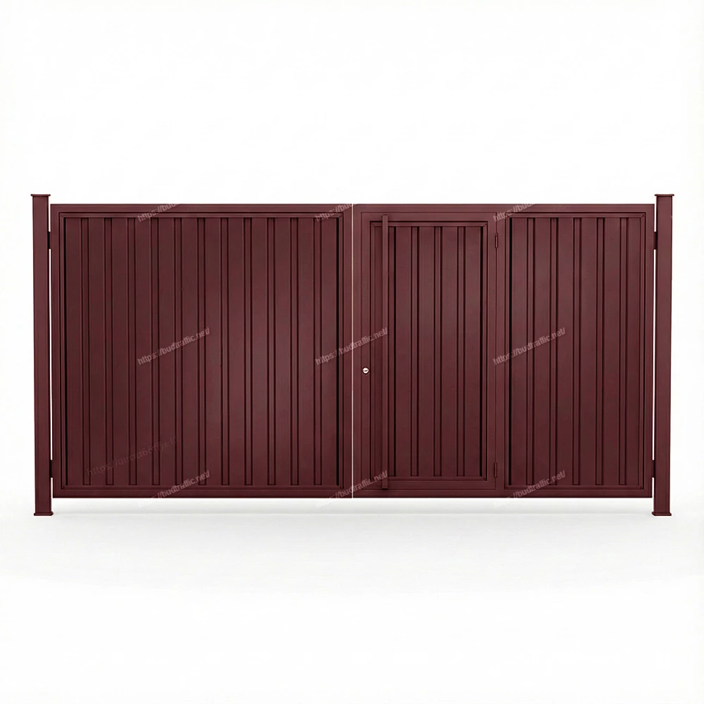 Розпашні ворота з хвірткою всередині з профнастилу