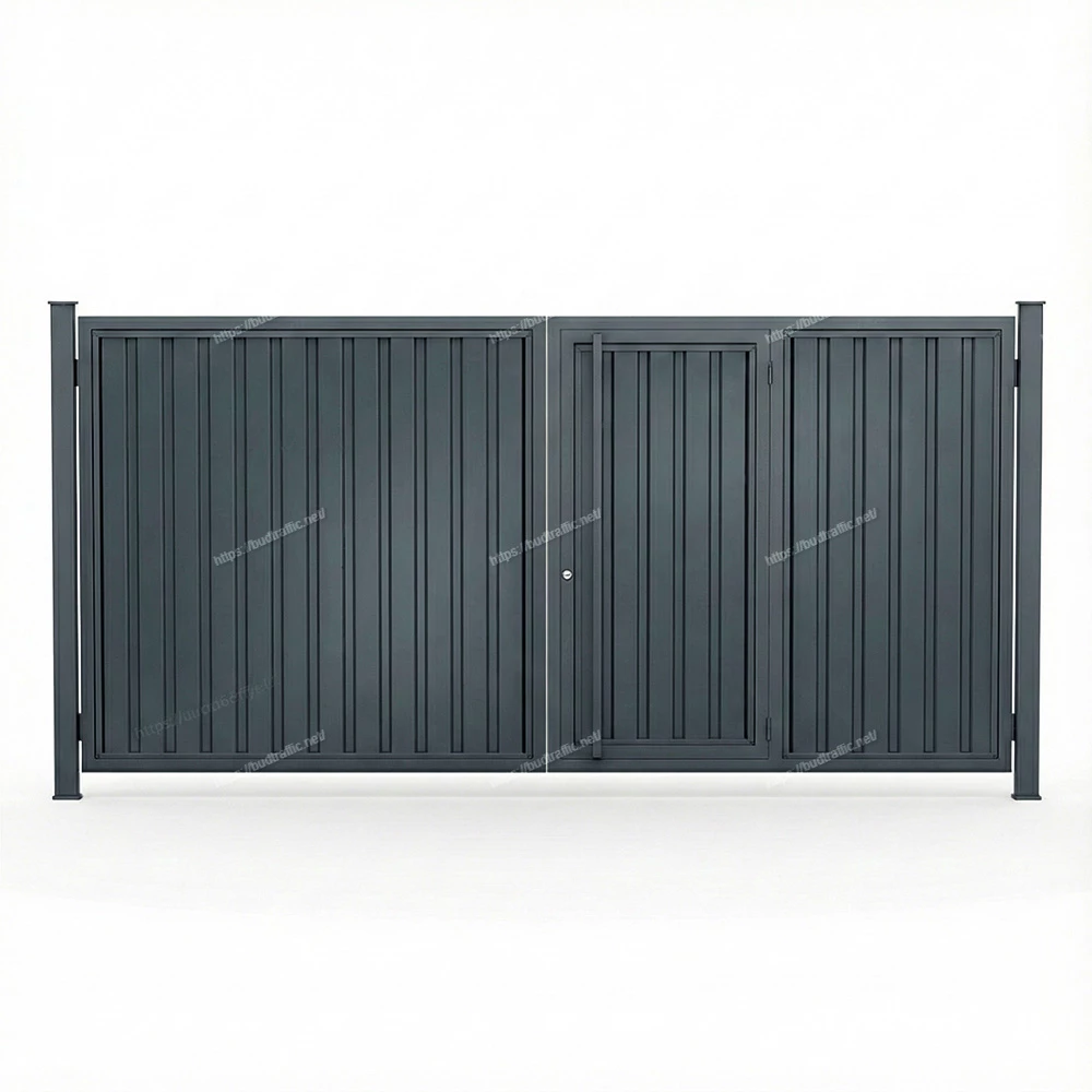 Розпашні ворота з хвірткою всередині з профнастилу