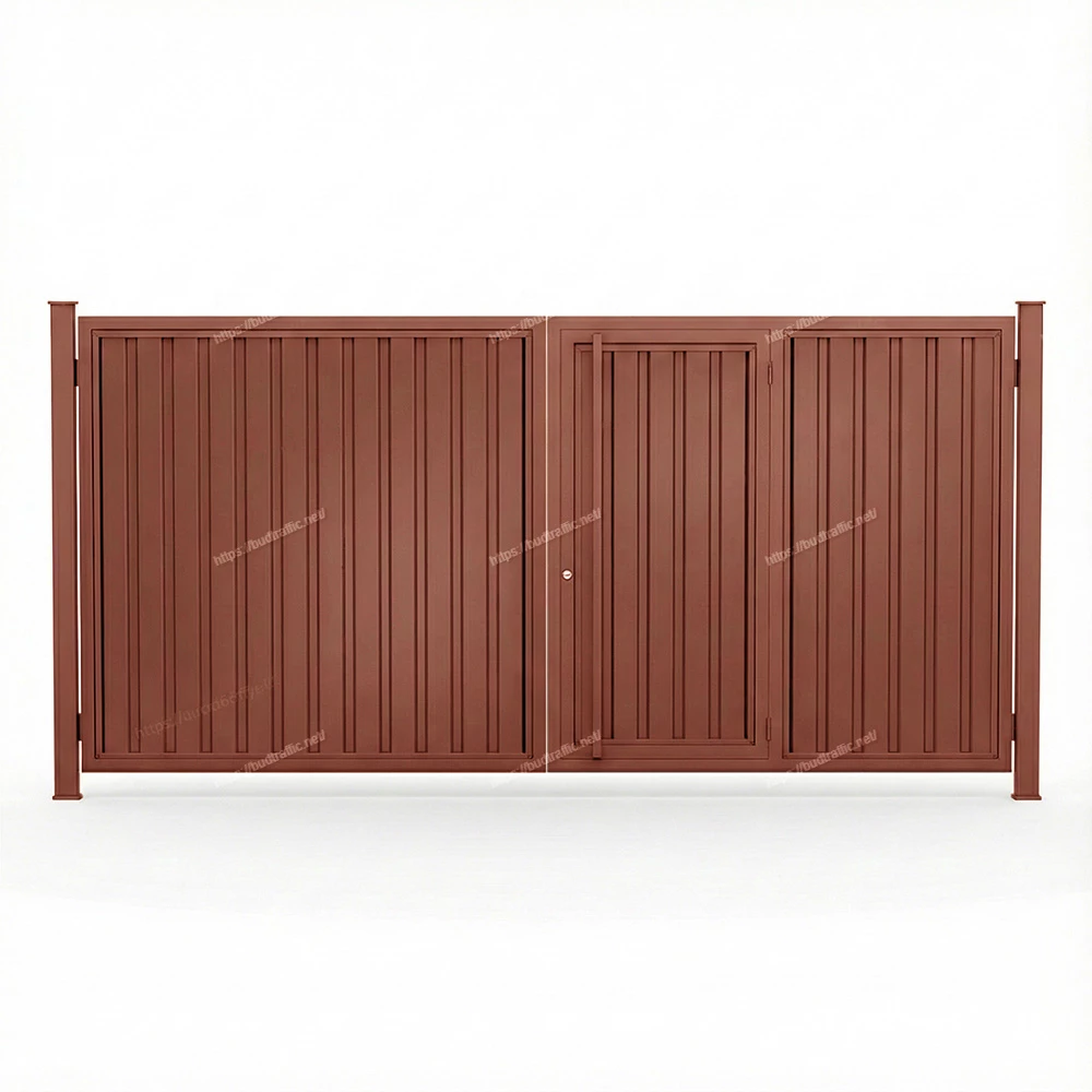 Розпашні ворота з хвірткою всередині з профнастилу