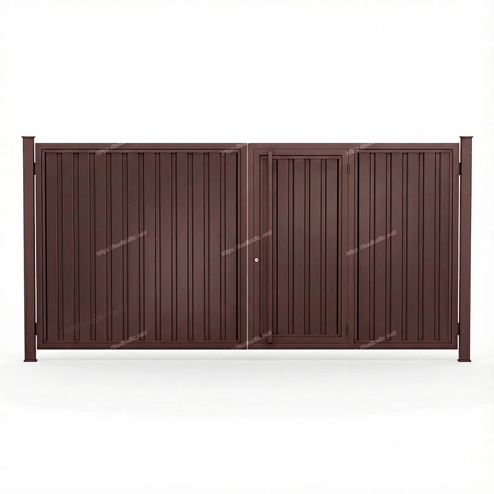 Розпашні ворота з хвірткою всередині з профнастилу