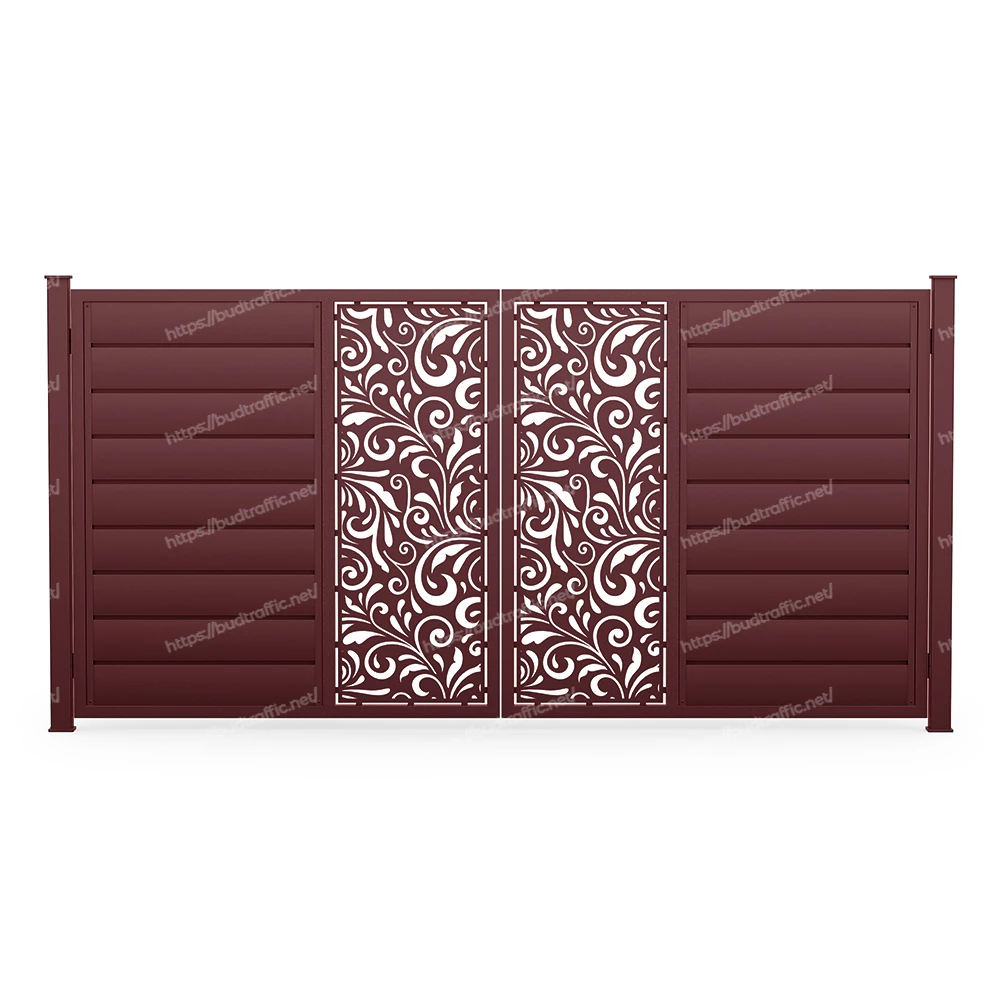 Розпашні ворота Горизонт з декоративною вставкою