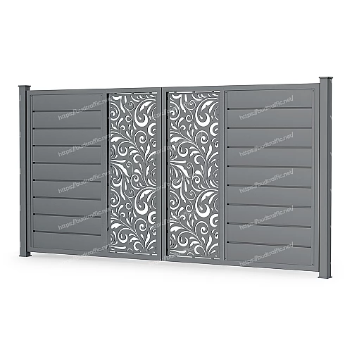 Розпашні ворота Горизонт з декоративною вставкою