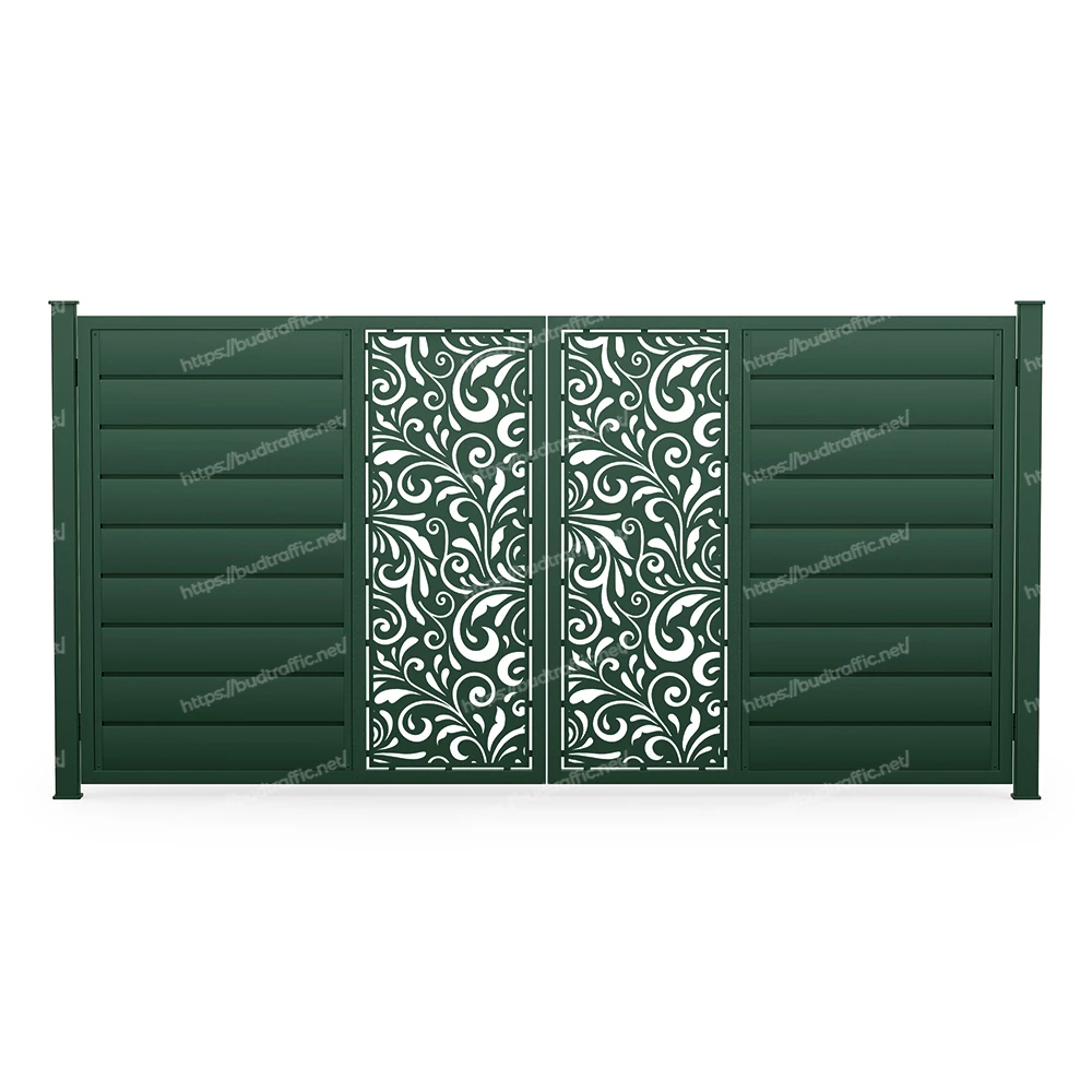 Розпашні ворота Горизонт з декоративною вставкою