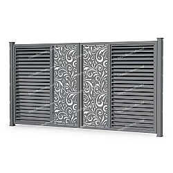 Розпашні ворота Жалюзі з декоративною вставкою
