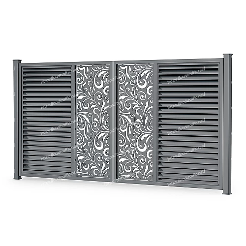 Розпашні ворота Жалюзі з декоративною вставкою