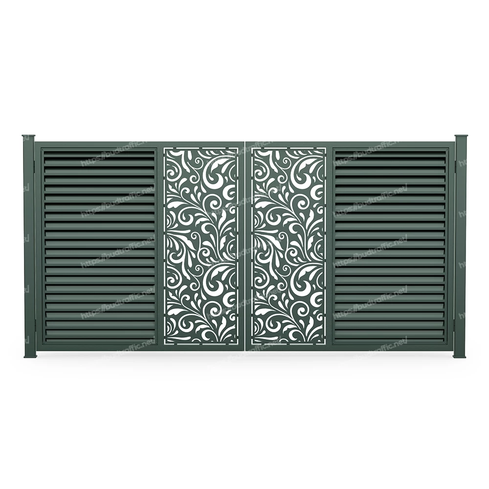 Розпашні ворота Жалюзі з декоративною вставкою