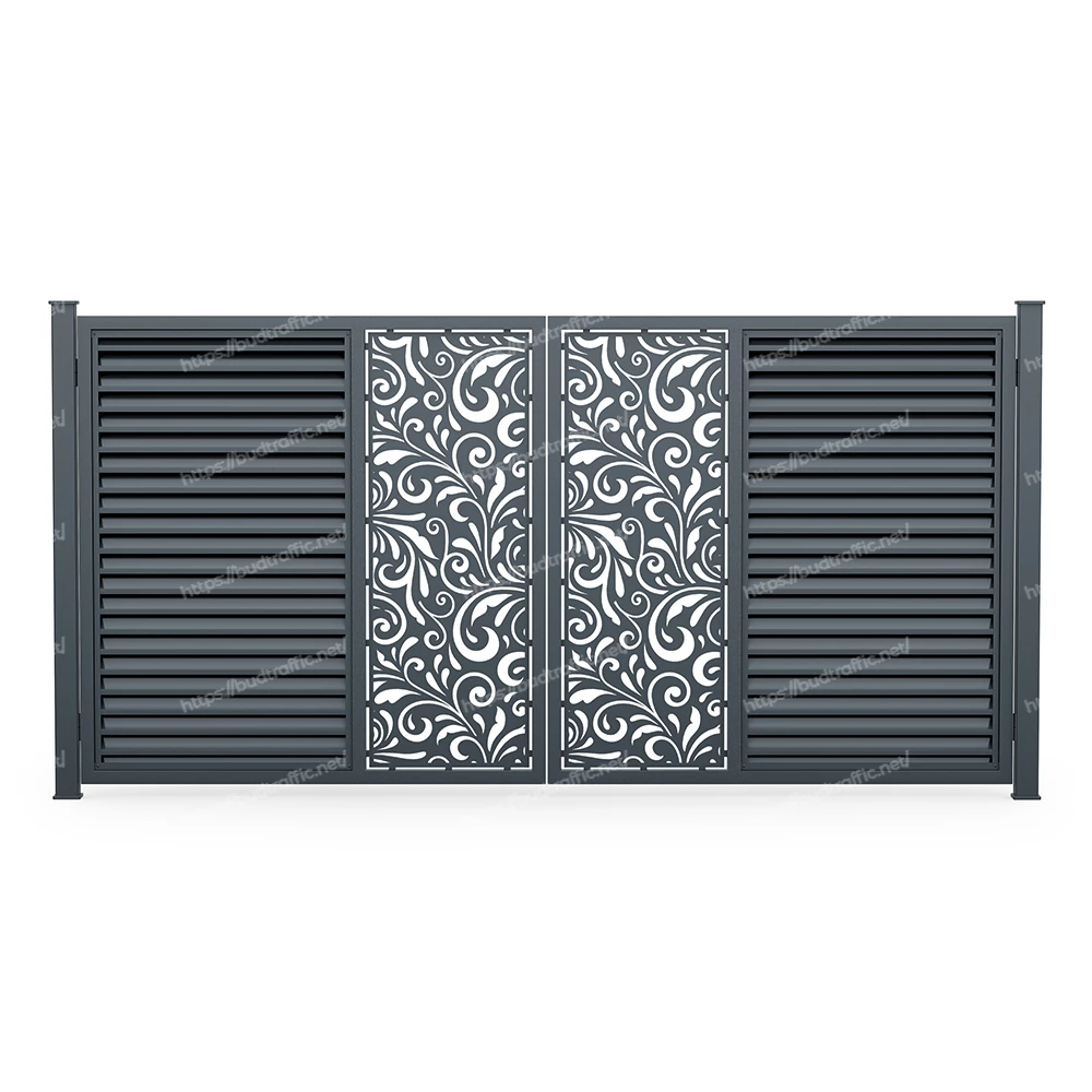 Розпашні ворота Жалюзі з декоративною вставкою