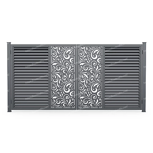 Розпашні ворота Жалюзі з декоративною вставкою