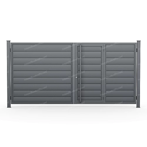 Розпашні ворота з хвірткою всередині Горизонт