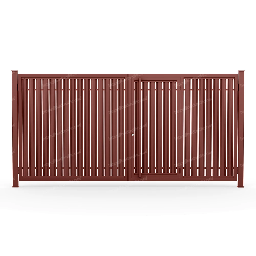 Розпашні ворота з хвірткою всередині з євроштахетника