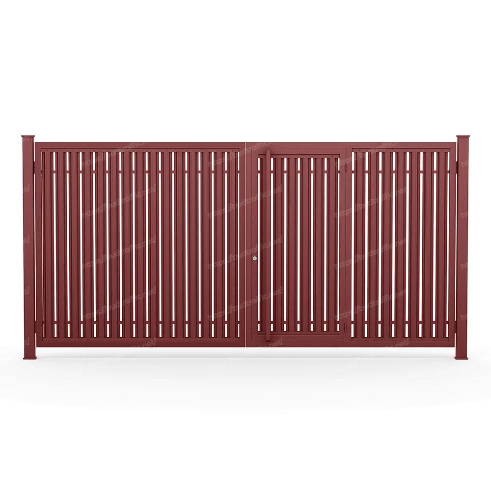 Розпашні ворота з хвірткою всередині з євроштахетника