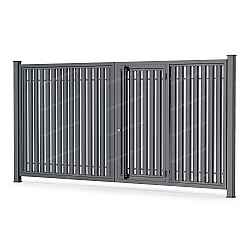 Розпашні ворота з хвірткою всередині з євроштахетника