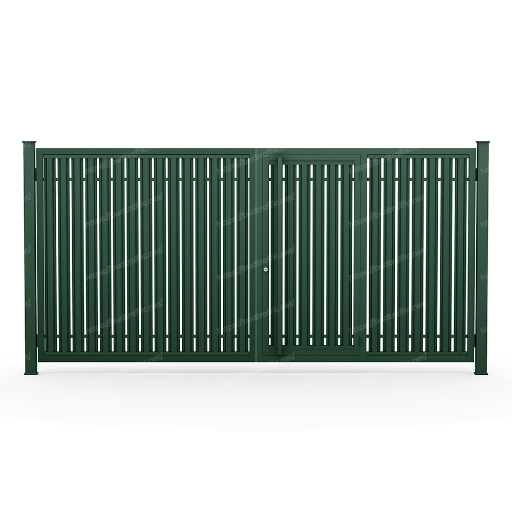 Розпашні ворота з хвірткою всередині з євроштахетника