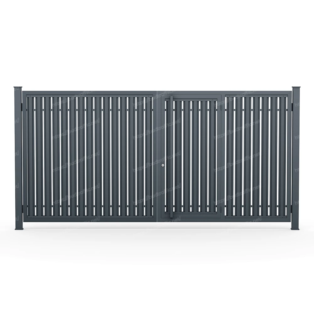 Розпашні ворота з хвірткою всередині з євроштахетника