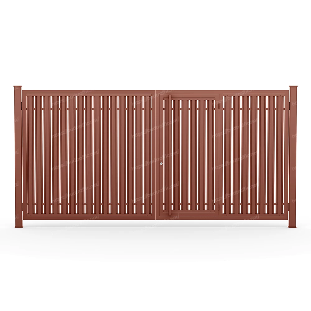 Розпашні ворота з хвірткою всередині з євроштахетника