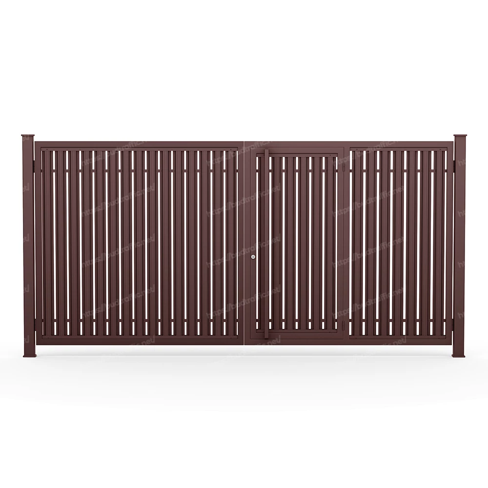 Розпашні ворота з хвірткою всередині з євроштахетника