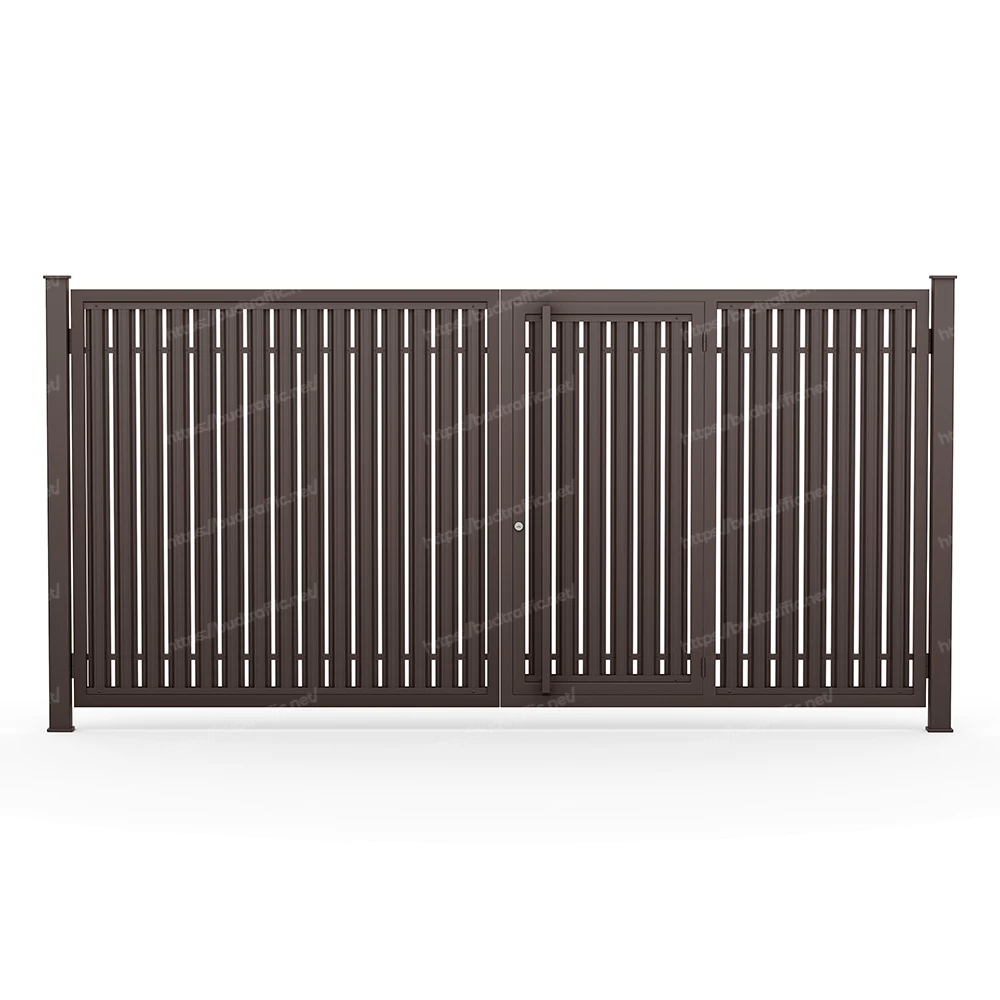 Розпашні ворота з хвірткою всередині з євроштахетника