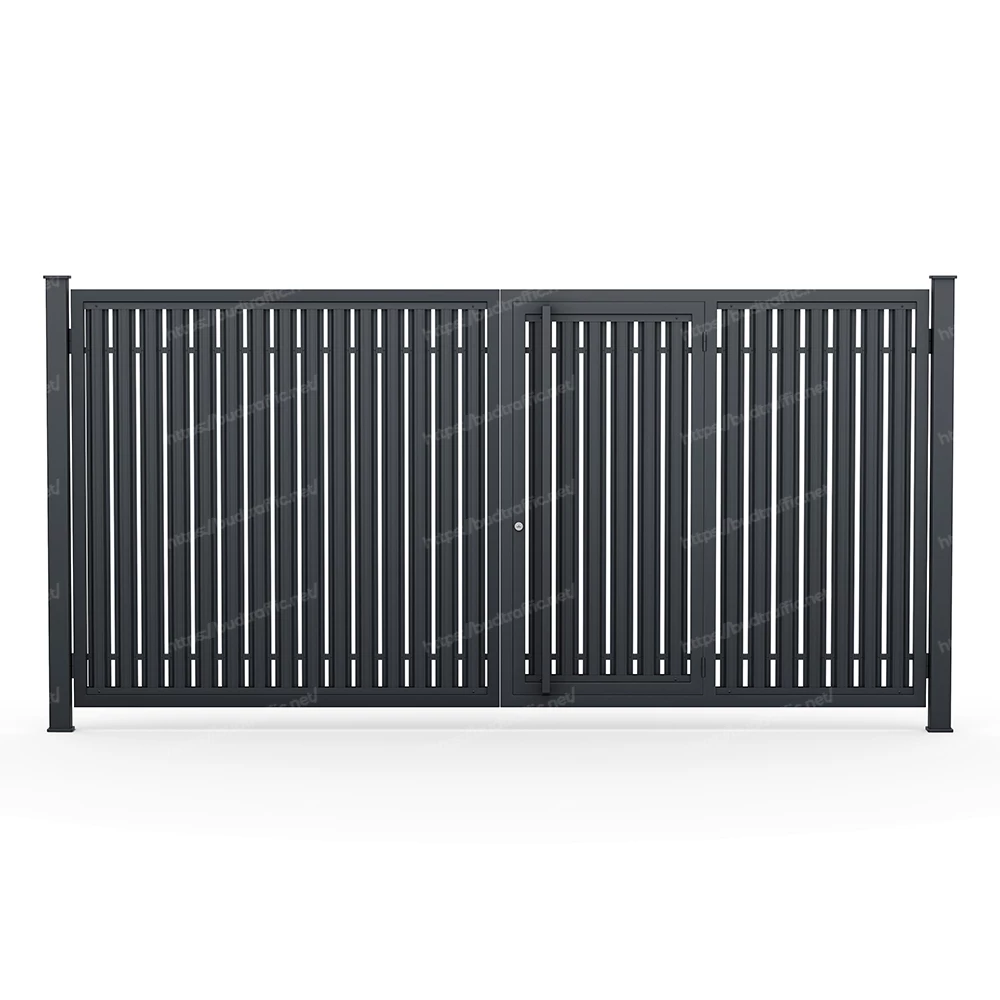 Розпашні ворота з хвірткою всередині з євроштахетника