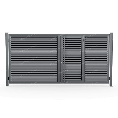 Розпашні ворота з хвірткою всередині Жалюзі
