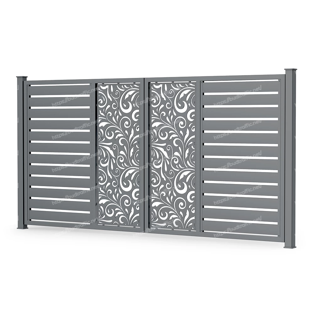 Розпашні ворота Ранчо з декоративною вставкою