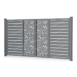 Розпашні ворота Ранчо з декоративною вставкою Розпашні ворота Ранчо з декоративною вставкою