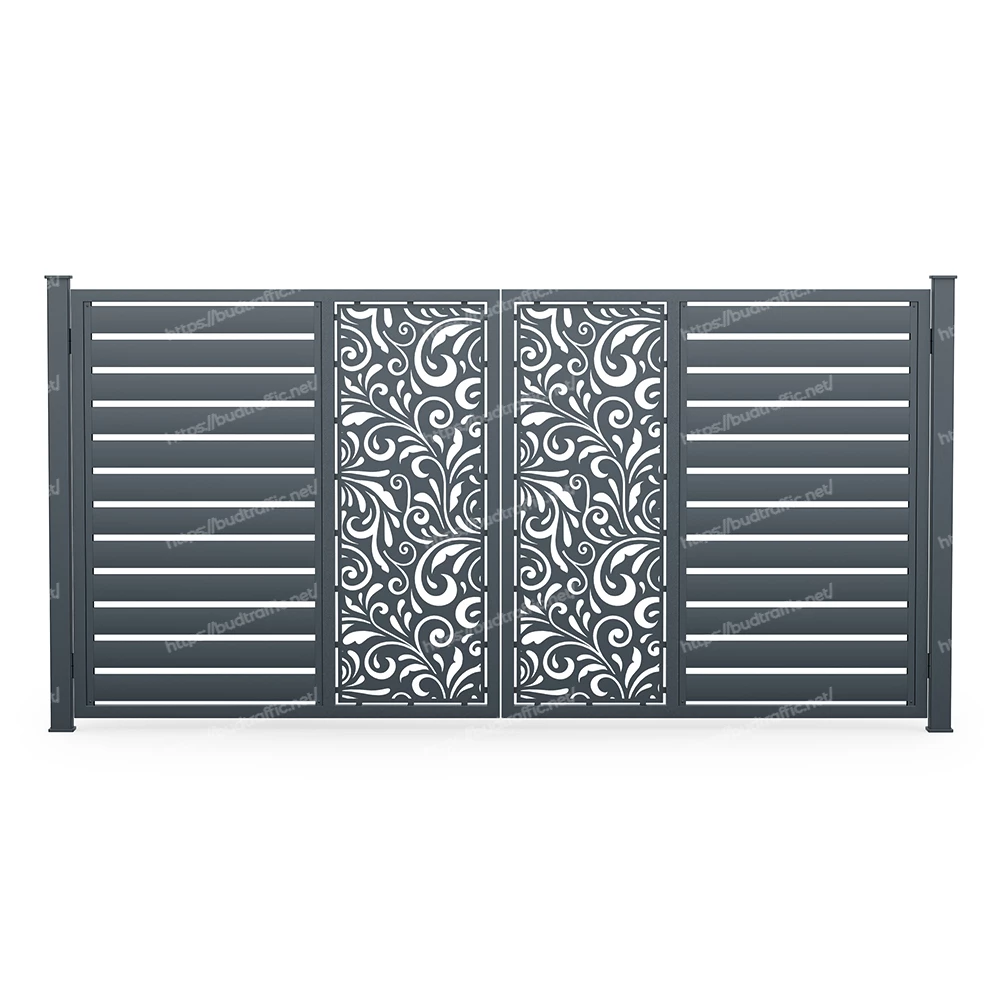 Розпашні ворота Ранчо з декоративною вставкою