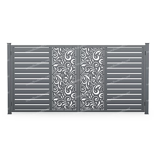 Розпашні ворота Ранчо з декоративною вставкою