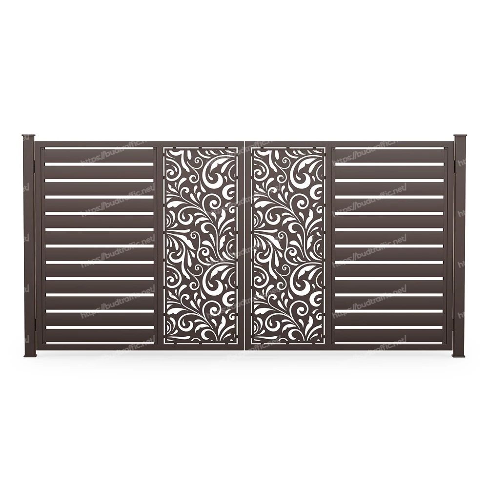 Розпашні ворота Ранчо з декоративною вставкою