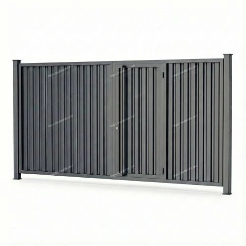 Розпашні ворота з хвірткою всередині з профнастилу