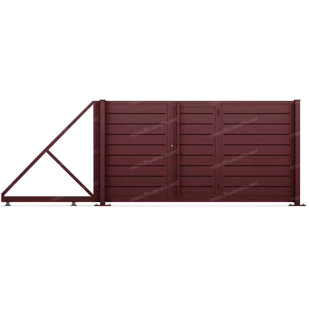 Відкатні ворота Горизонт з хвірткою всередині