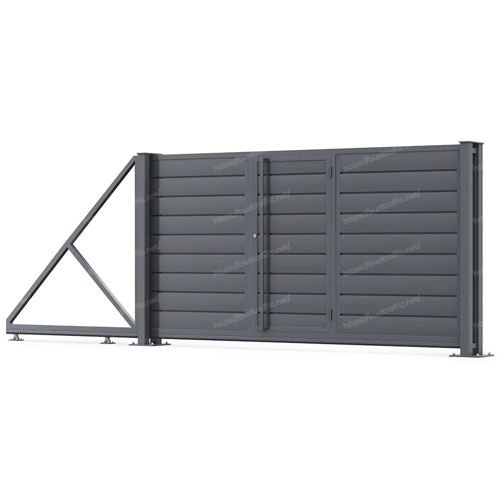 Відкатні ворота Горизонт з хвірткою всередині