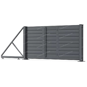 Відкатні ворота Горизонт з хвірткою всередині