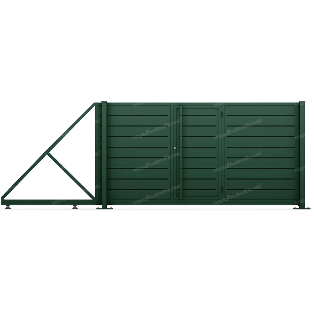 Відкатні ворота Горизонт з хвірткою всередині