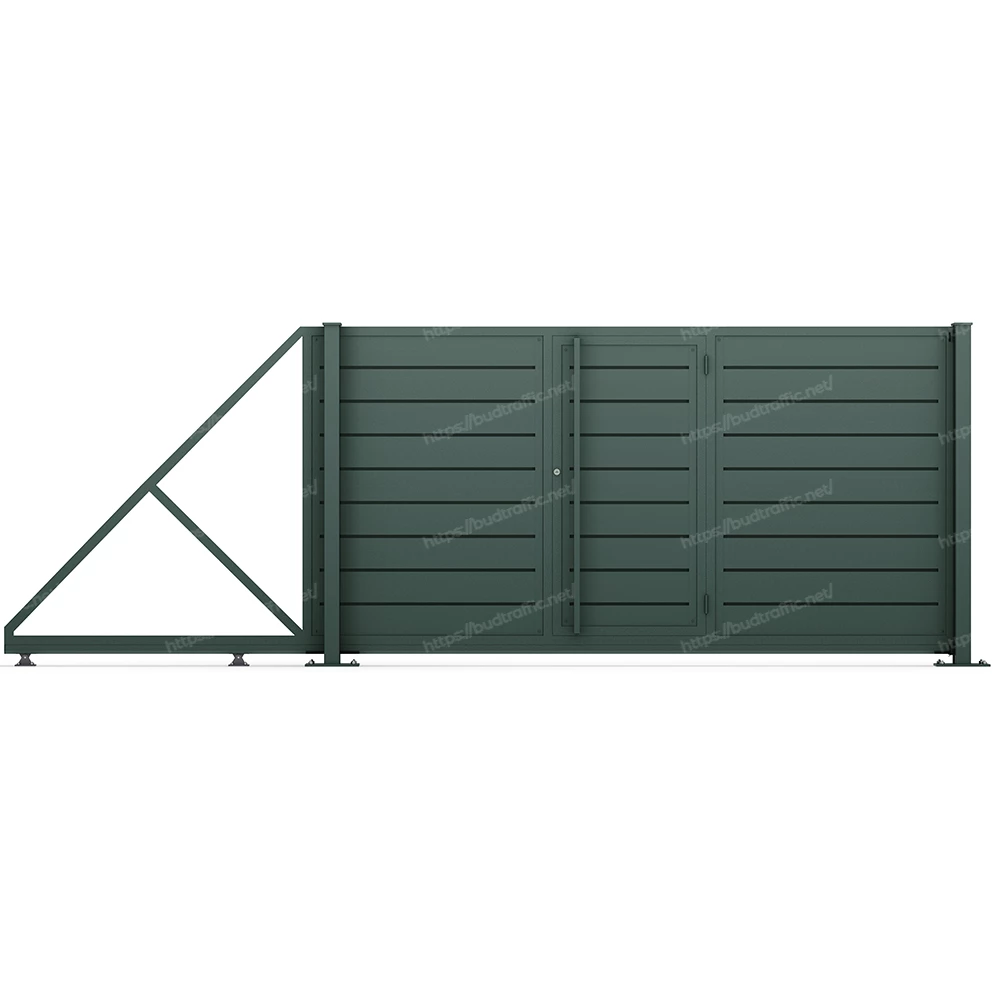 Відкатні ворота Горизонт з хвірткою всередині