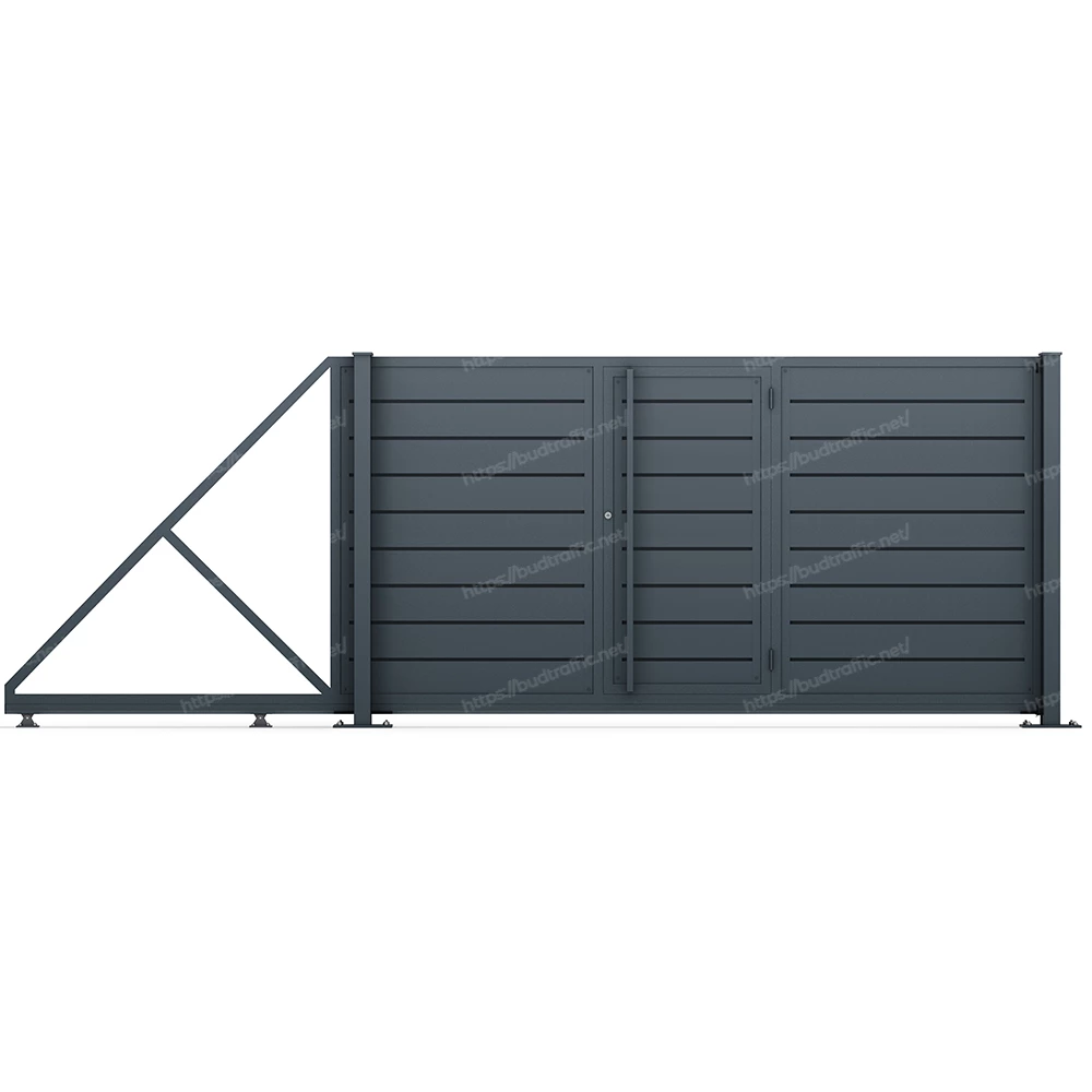 Відкатні ворота Горизонт з хвірткою всередині