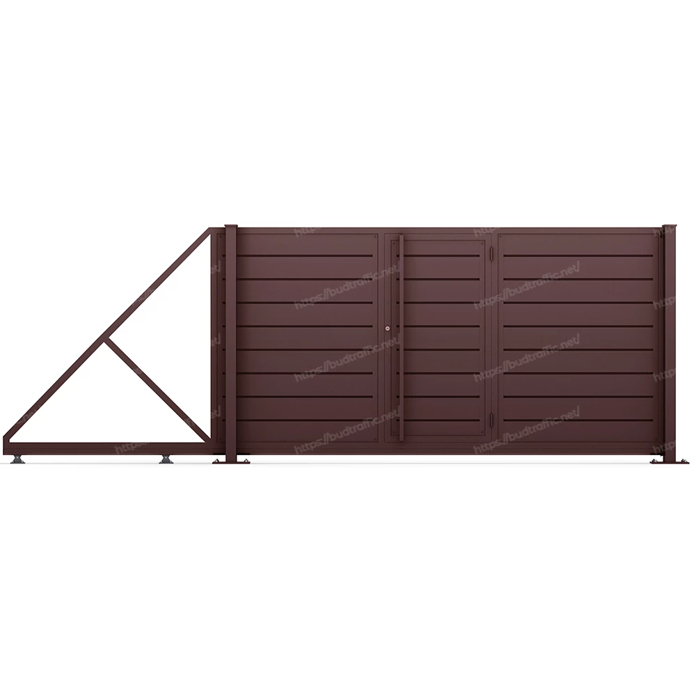 Відкатні ворота Горизонт з хвірткою всередині