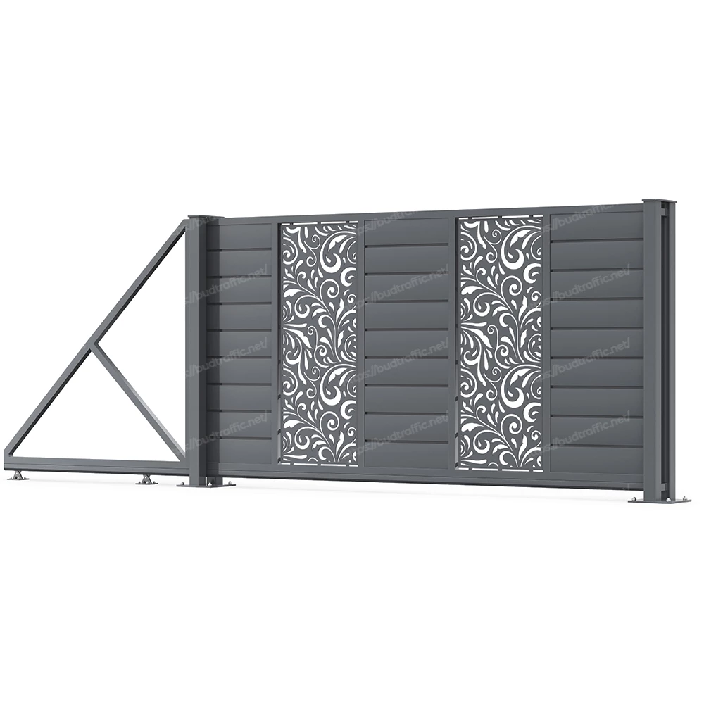 Відкатні ворота Горизонт з декоративною вставкою