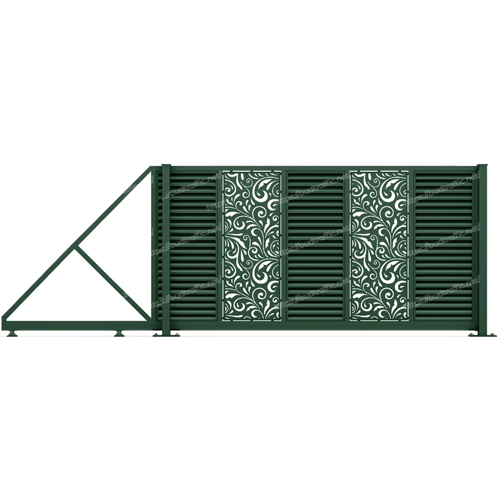 Відкатні ворота Жалюзі з декоративною вставкою