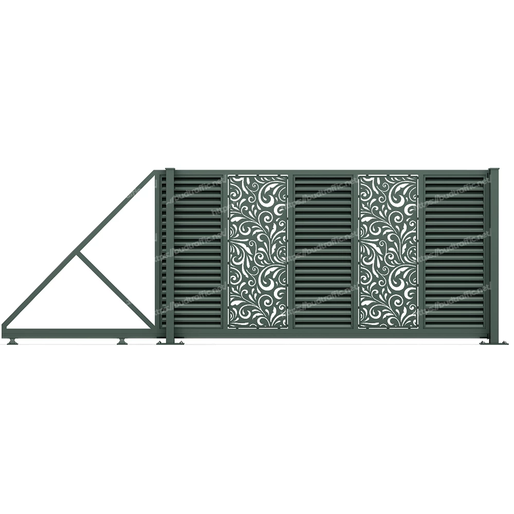 Відкатні ворота Жалюзі з декоративною вставкою