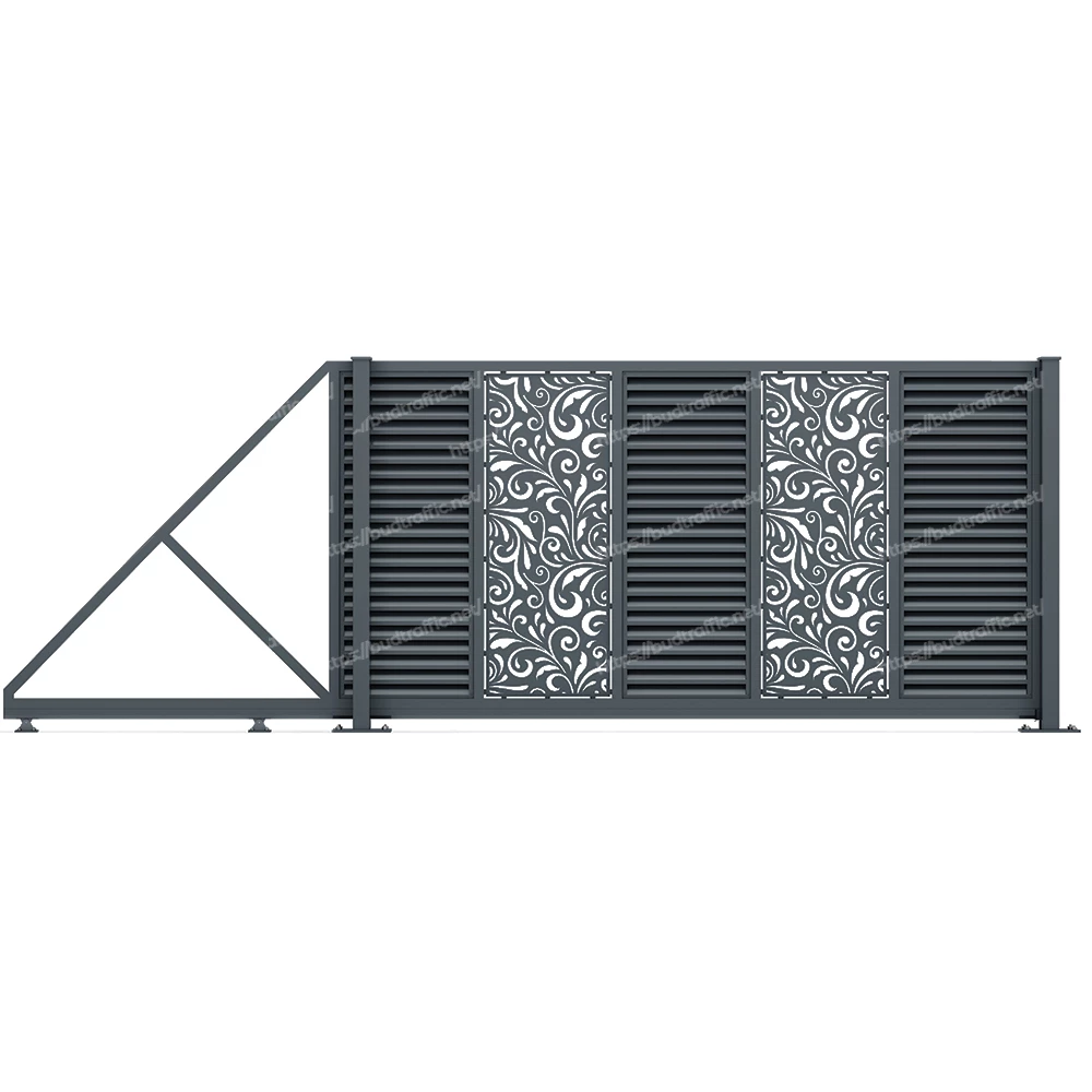 Відкатні ворота Жалюзі з декоративною вставкою