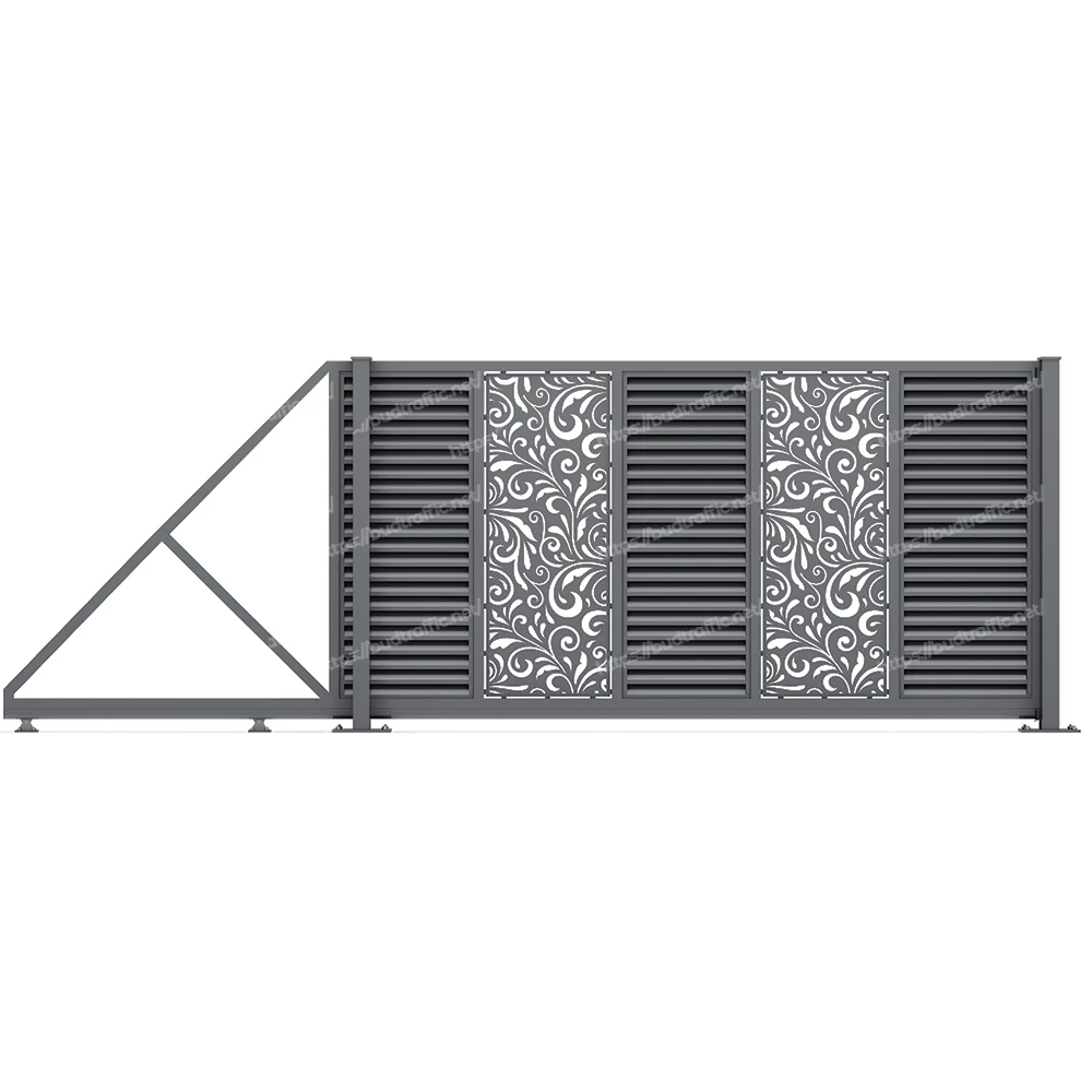 Відкатні ворота Жалюзі з декоративною вставкою