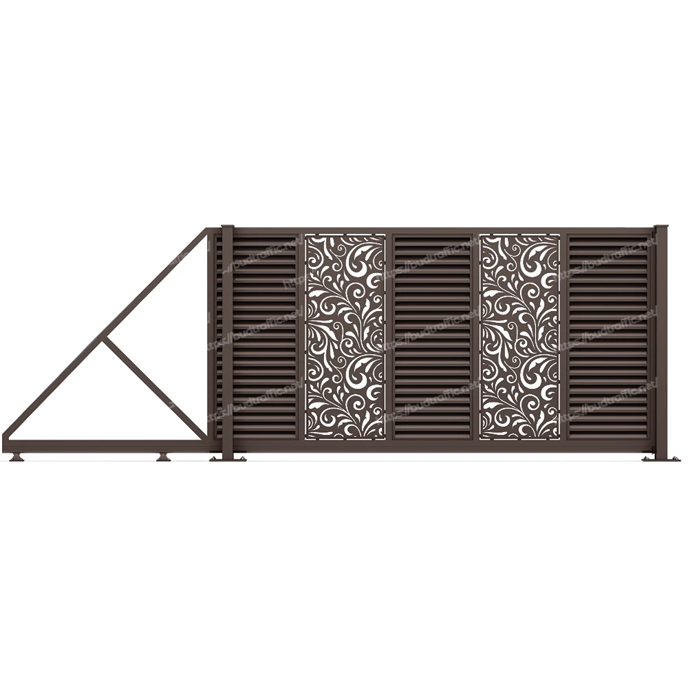 Відкатні ворота Жалюзі з декоративною вставкою