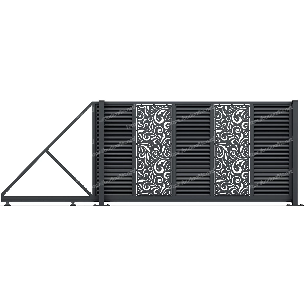 Відкатні ворота Жалюзі з декоративною вставкою