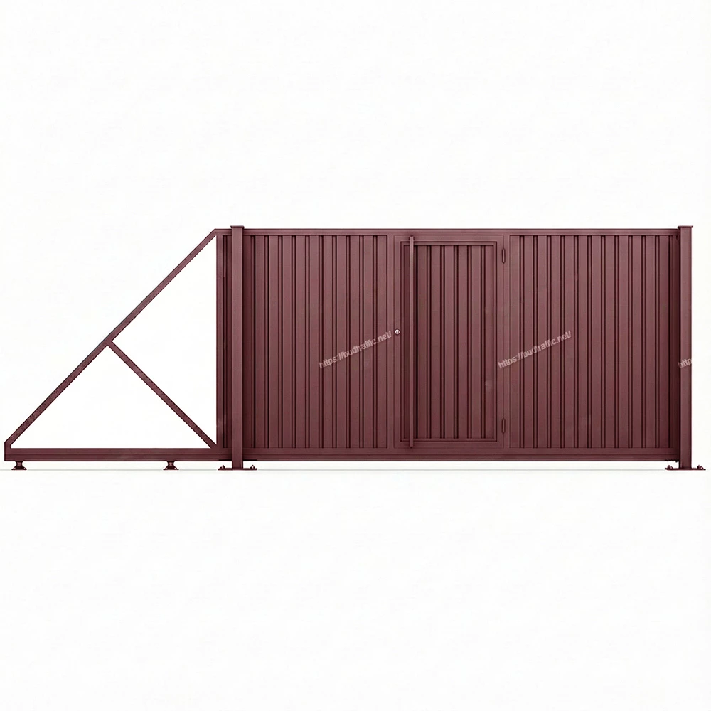 Відкатні ворота з профнастилу з хвірткою всередині Луцьк ціна купити