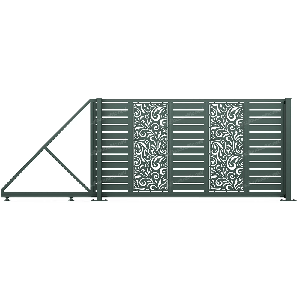 Відкатні ворота Ранчо з декоративною вставкою