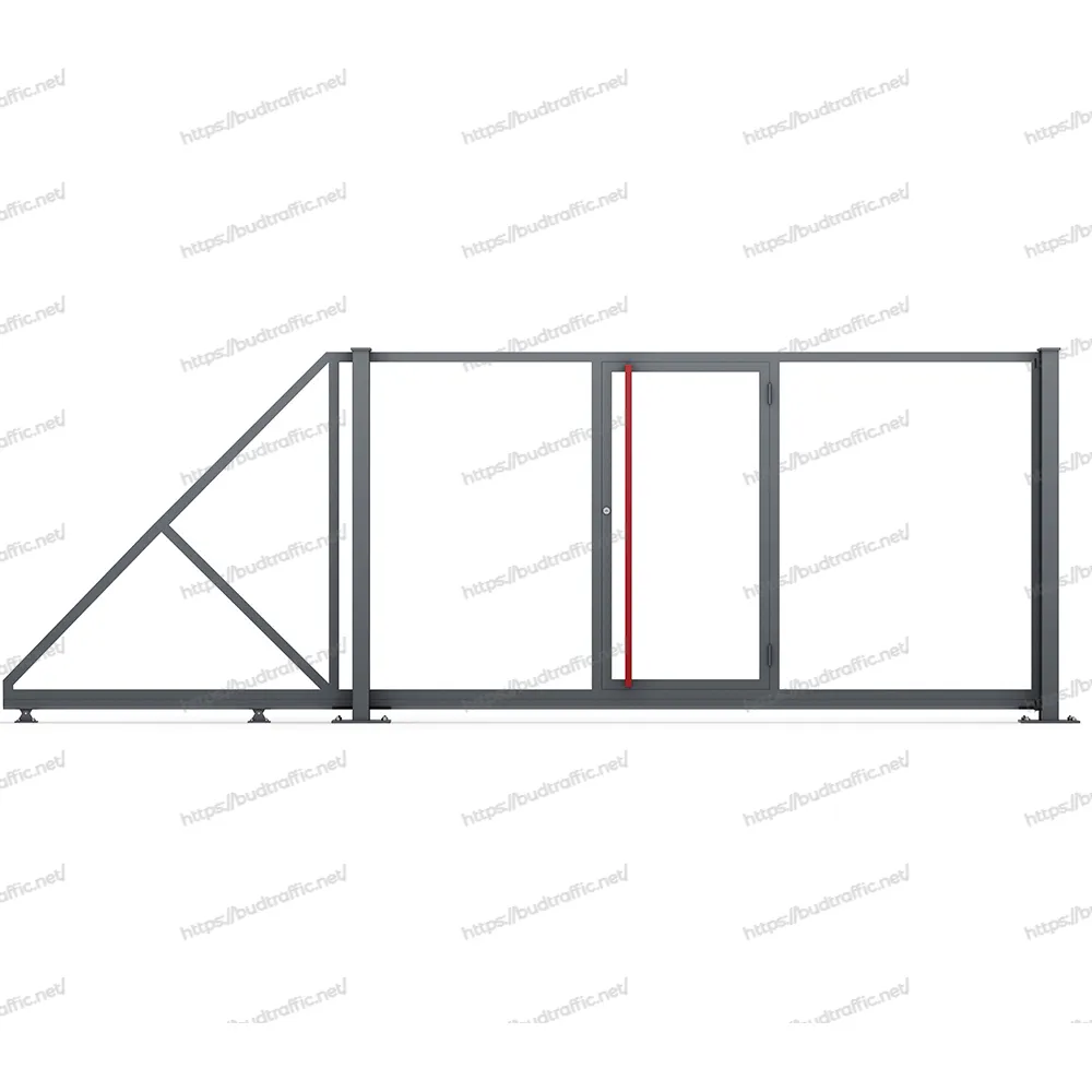 Відкатні ворота Горизонт з хвірткою всередині