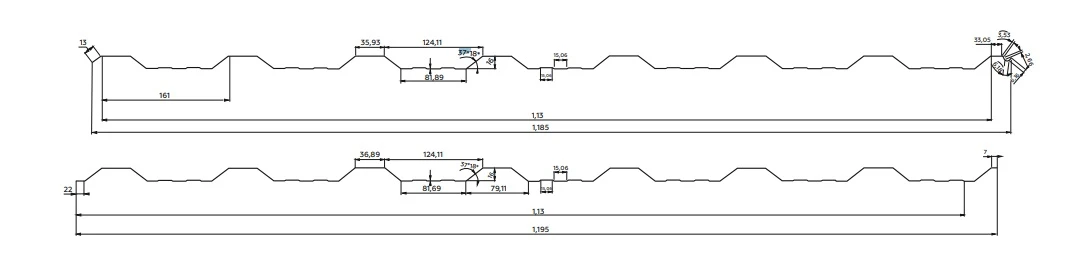 Креслення та розміри: Технічна інформація Металопрофіль Т18
