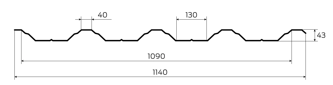 Схема та розміри: Технічна інформація Металопрофіль Т45