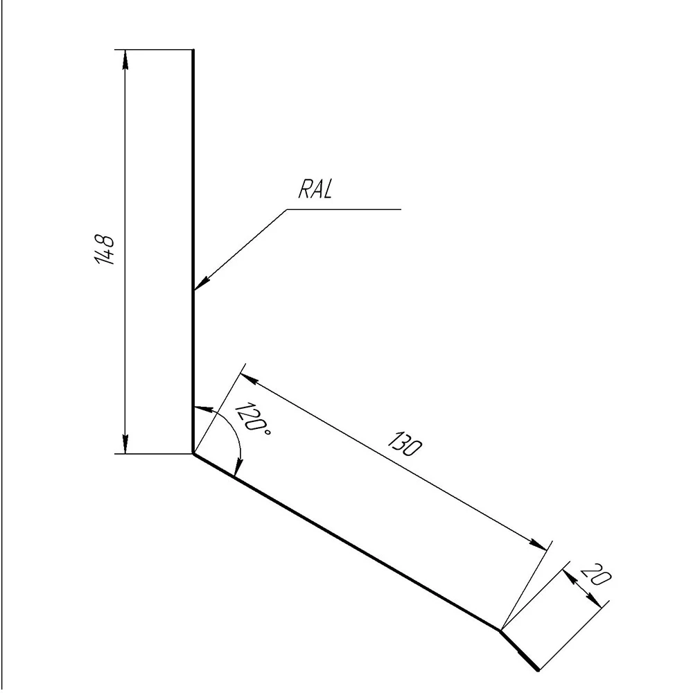 розміри та схема планки примикання до стіни